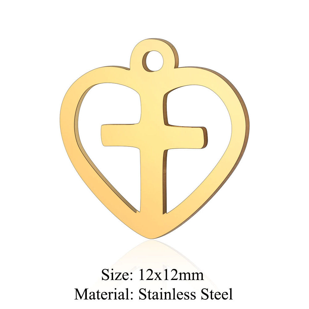 5 pcs/bag peach heart love titanium steel pendant accessories