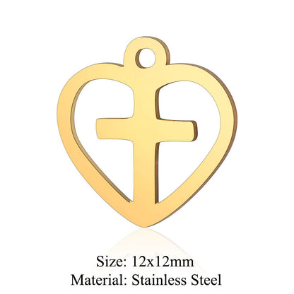 5 pcs/bag peach heart love titanium steel pendant accessories