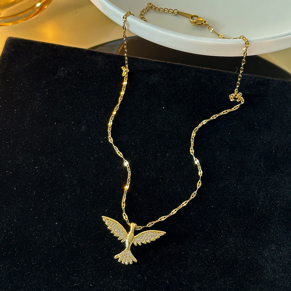 Women's Eagle Wing Gold-Plated Titanium Steel Collarbone Necklace