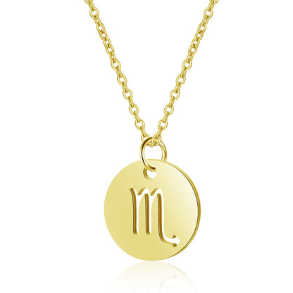 Twelve constellations titanium steel necklace