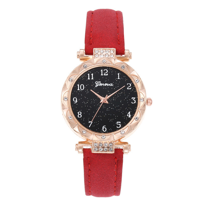 Starry Sky Digital Face Diamond Belt Quartz Watch