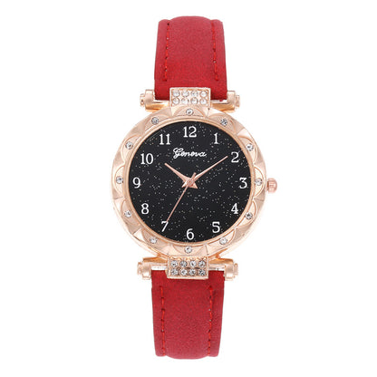 Starry Sky Digital Face Diamond Belt Quartz Watch