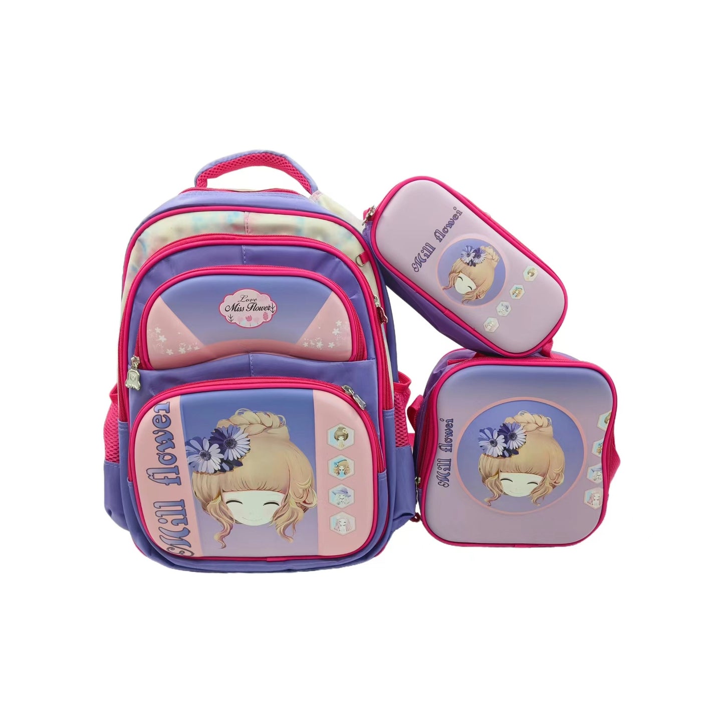 Can hold tie rod schoolbag lunch bag pencil case three-piece set