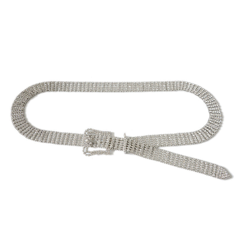Full Diamond Plantain Buckle Rhinestone Belt