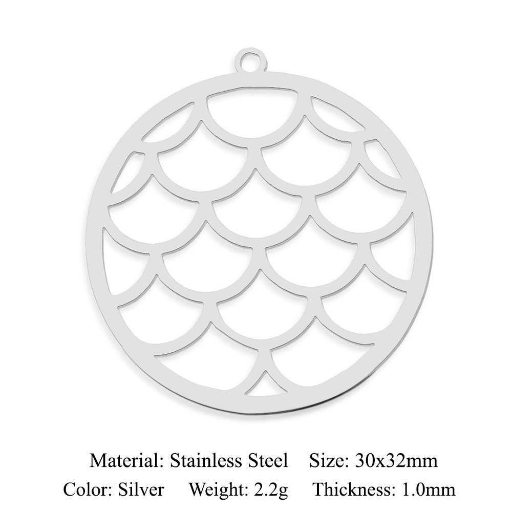 5 pcs/bag Ocean Wave Fish Scale Titanium Steel Pendant