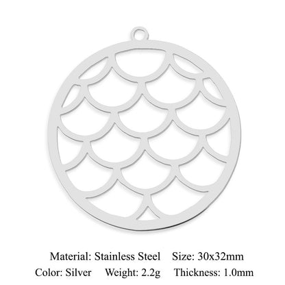 5 pcs/bag Ocean Wave Fish Scale Titanium Steel Pendant