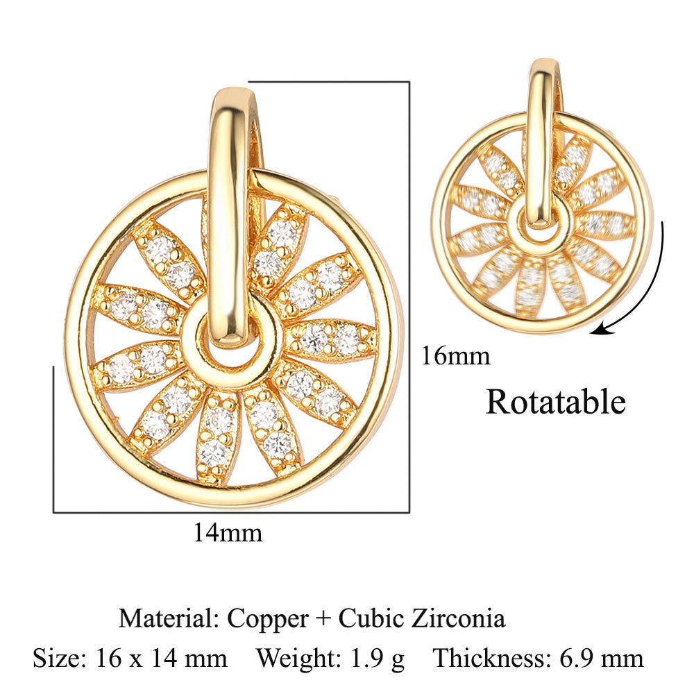 Rotatable gyro windmill copper zircon pendant.