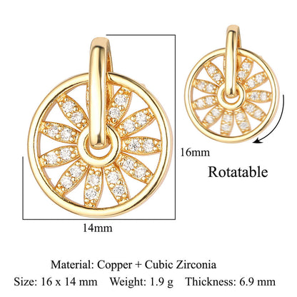 Rotatable gyro windmill copper zircon pendant.