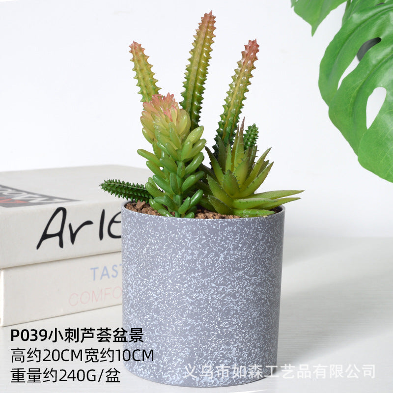 Simulation melamine cement cactus ball bonsai