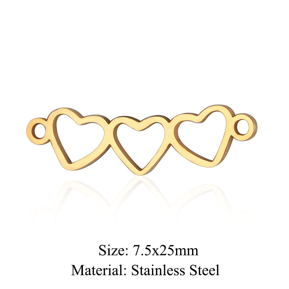 5 pcs/pack, love electrocardiogram, titanium steel pendant, peach heart DIY.