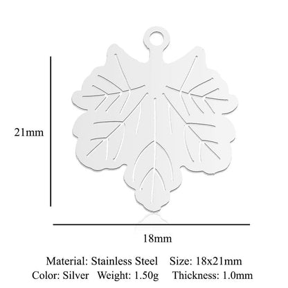 5 pcs/bag leaf maple leaf titanium steel pendant