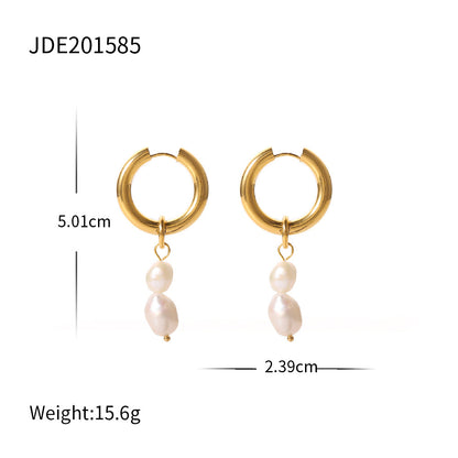 Stainless Steel Freshwater Pearl Earrings