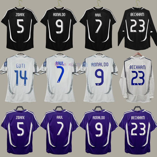 06-07 Real Madrid Retro Local Visitante Ronaldo Beckham Ra¨²l Guti Jersey 