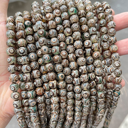 Tibet old dzi beads brown three-eye dzi beads agate loose beads