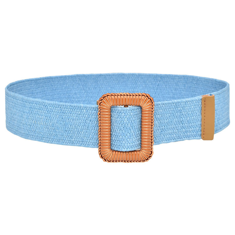 Simple woven wooden round buckle belt