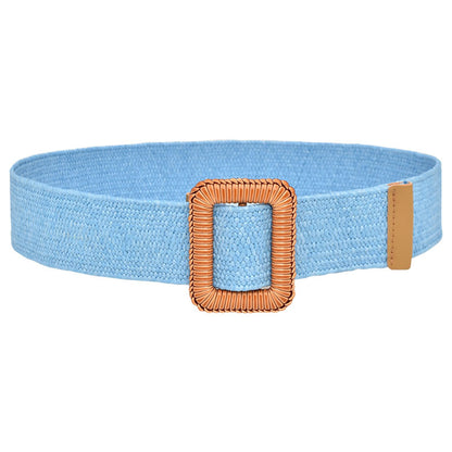 Simple woven wooden round buckle belt