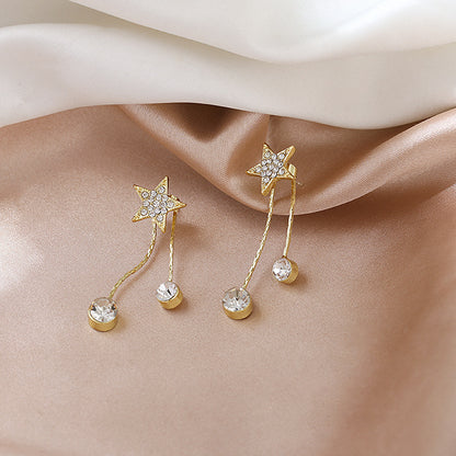 Pendientes con borlas y pentagramas en forma de aguja de plata S925 