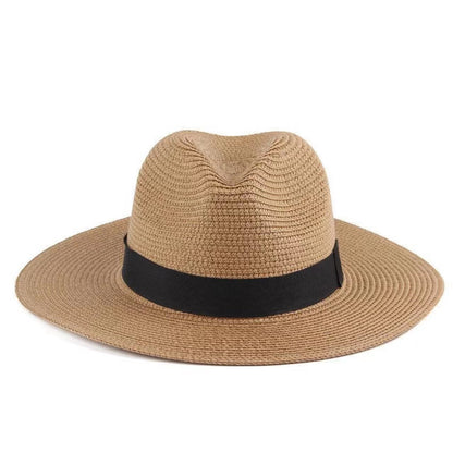 Unisex Summer Sun Protection Straw Wide Brim Beach Hat Panama