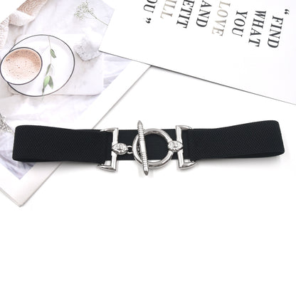 Hook buckle women's elastic belt