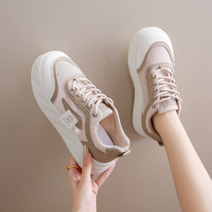 Front lace-up muffin-bottom sneakers