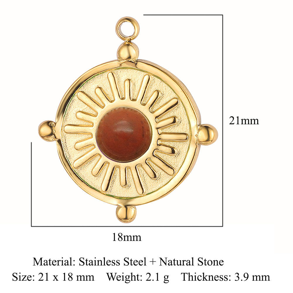 Sun ruby turquoise stainless steel pendant