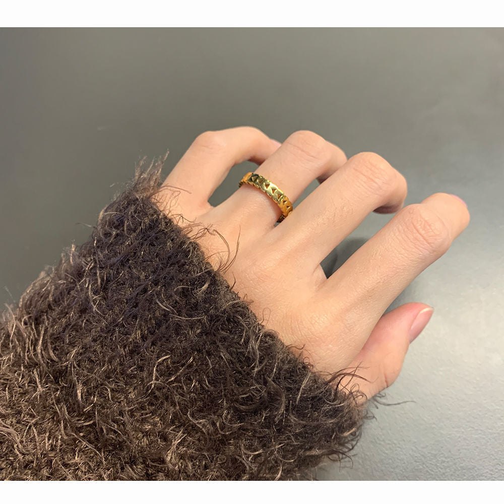 Mori Wheat-Ear Titanium Steel Ring for Women — Fade-Resistant Minimalist