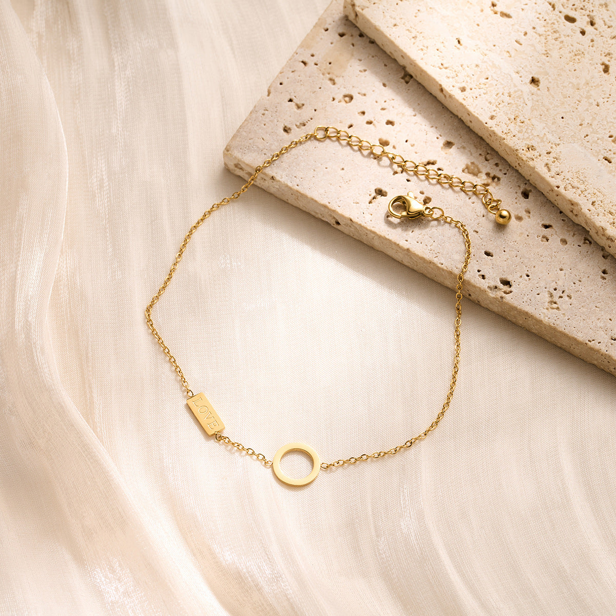 Titanium Steel Geometric LOVE Anklet