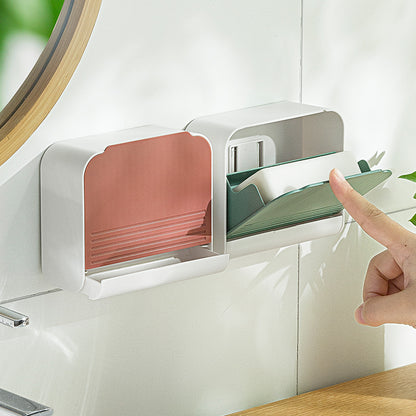 Flip-top wall-mounted soap dish