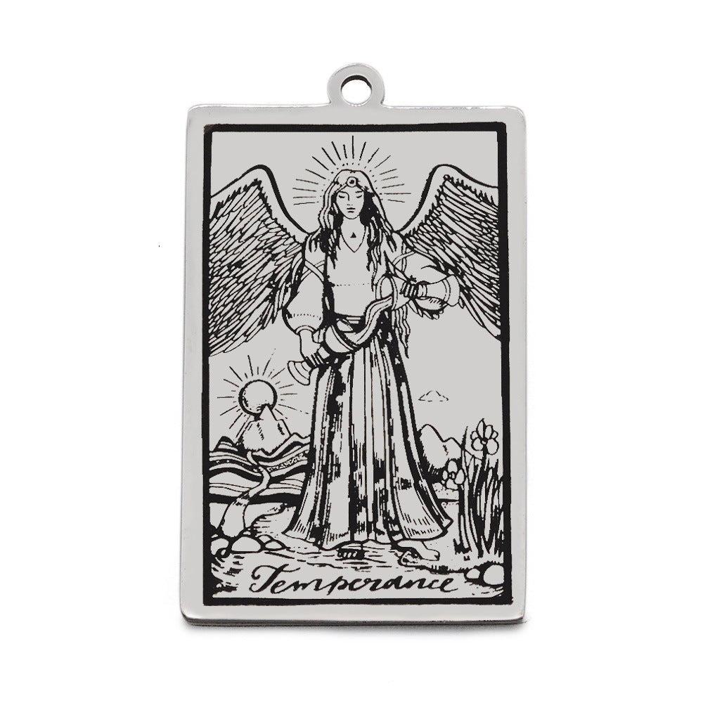 5 pcs/bag Tarot titanium steel pendant retro