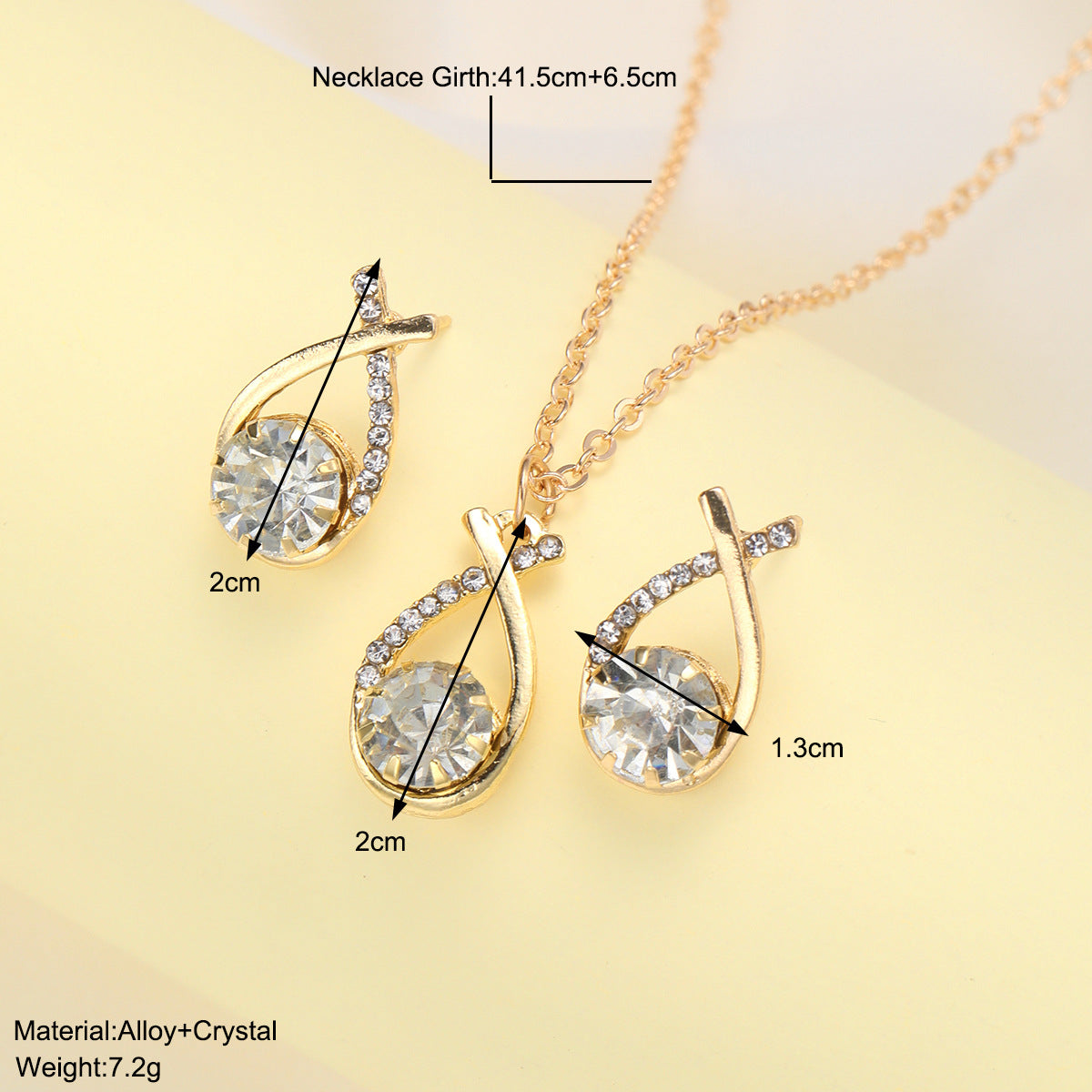 Zircon Cross Necklace & Earring Set
