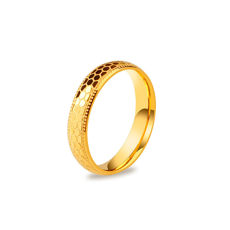 Titanium Steel Honeycomb Sparkle Ring (Fish-Scale Design)