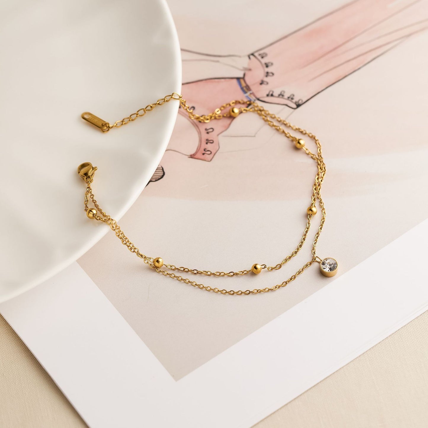 Diamond Double-Layer Bead Bracelet