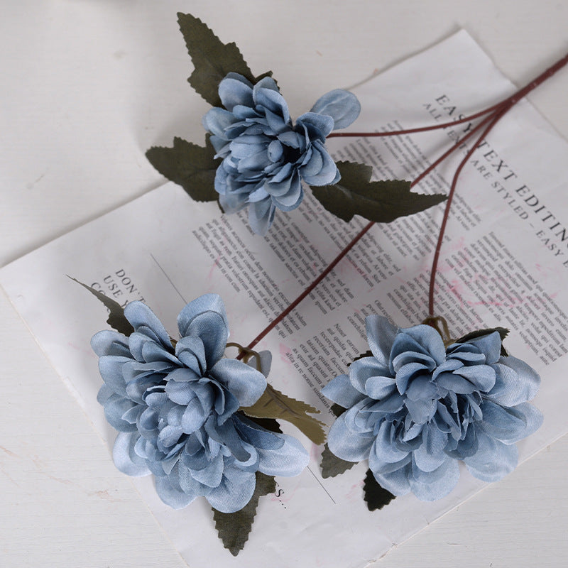 Simulation flower 3 heads dahlia silk flower fake flower peony flower
