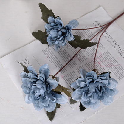 Simulation flower 3 heads dahlia silk flower fake flower peony flower