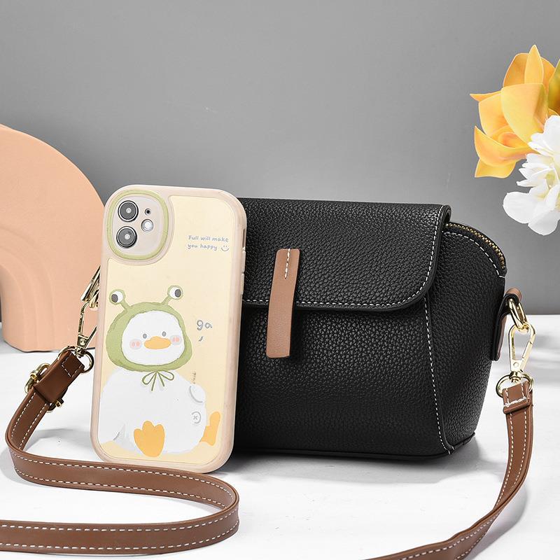 Double-layer solid color buckle shell bag