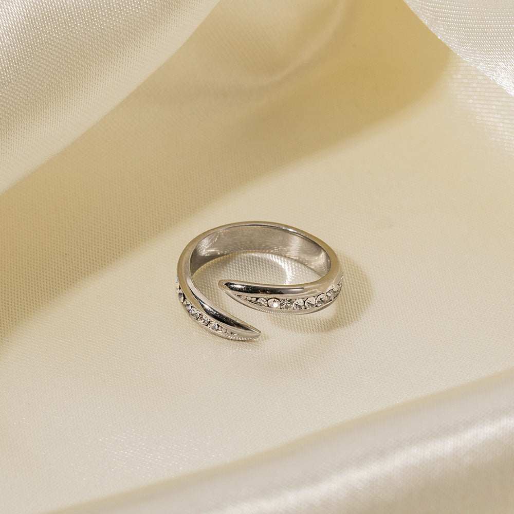 Anillo abierto de diamantes blancos 