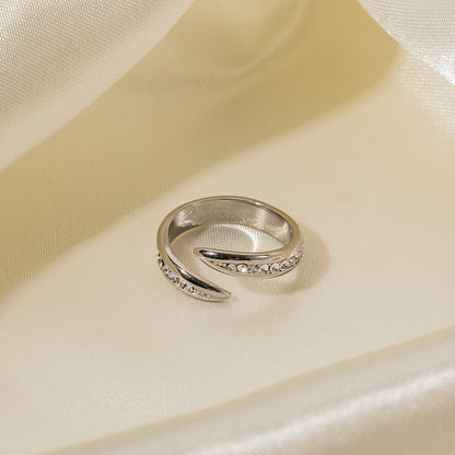 Anillo abierto de diamantes blancos 