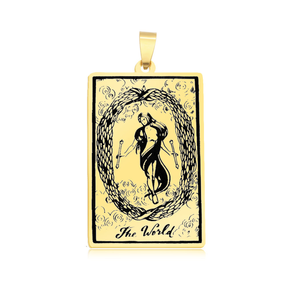 5 pcs/pack, gold tarot titanium steel pendant.