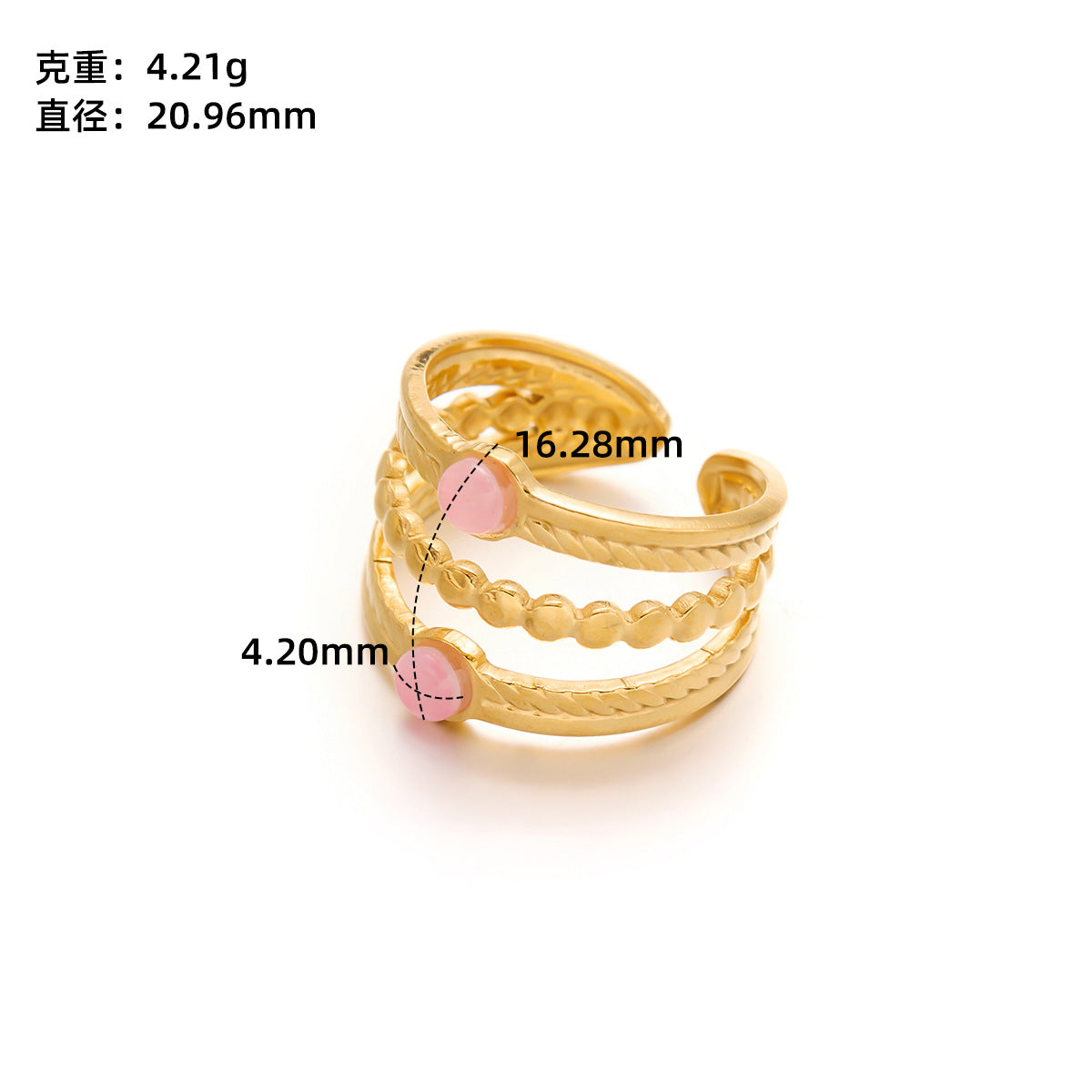 Gold Titanium Steel Flower Ring