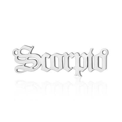 5 pcs/pack twelve constellations English letter titanium steel pendant