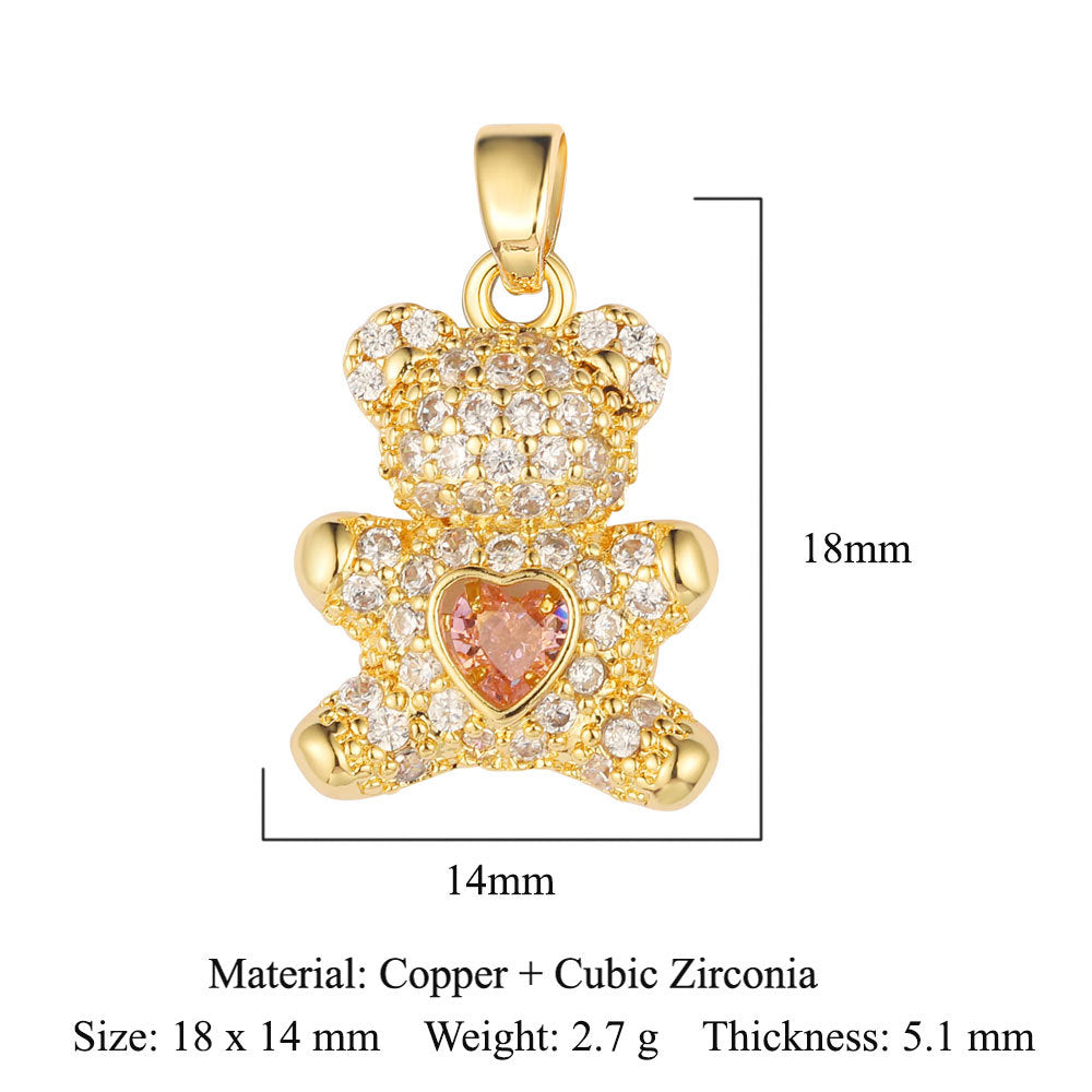 Colgante de cobre y circonita con forma de media luna y ojos 