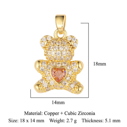 Colgante de cobre y circonita con forma de media luna y ojos 