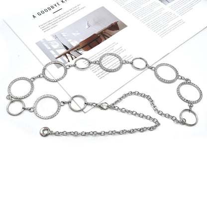 Belt chain female metal rhinestone