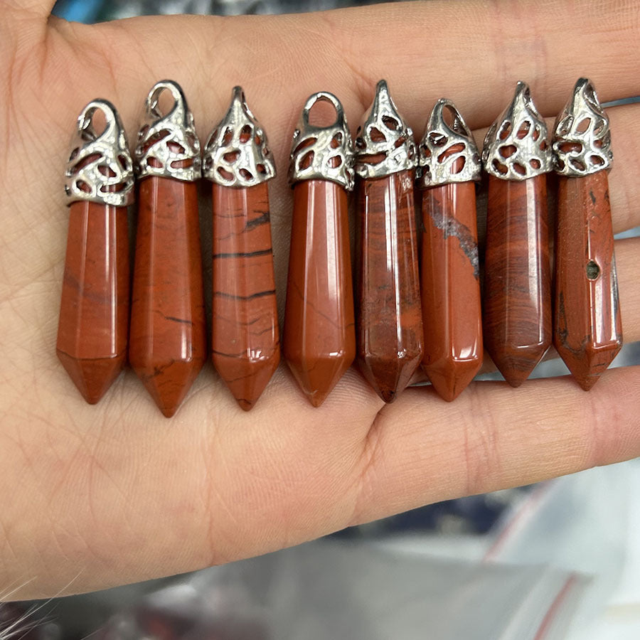 Pingente de bala de coluna hexagonal de ágata de cristal 