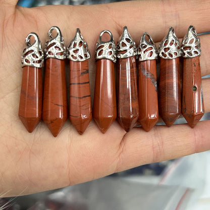 Pingente de bala de coluna hexagonal de ágata de cristal 