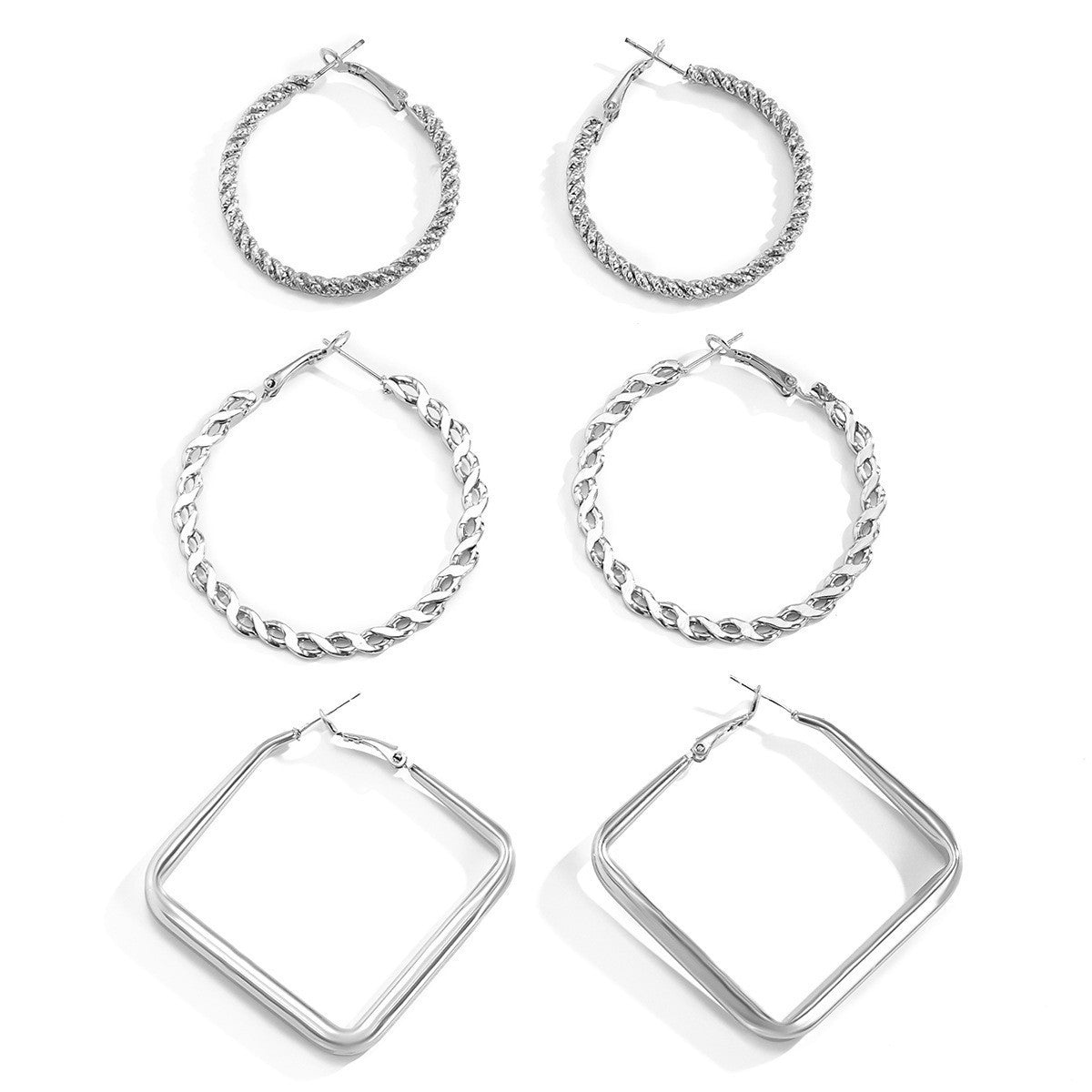Gold Rings Square Earrings Set