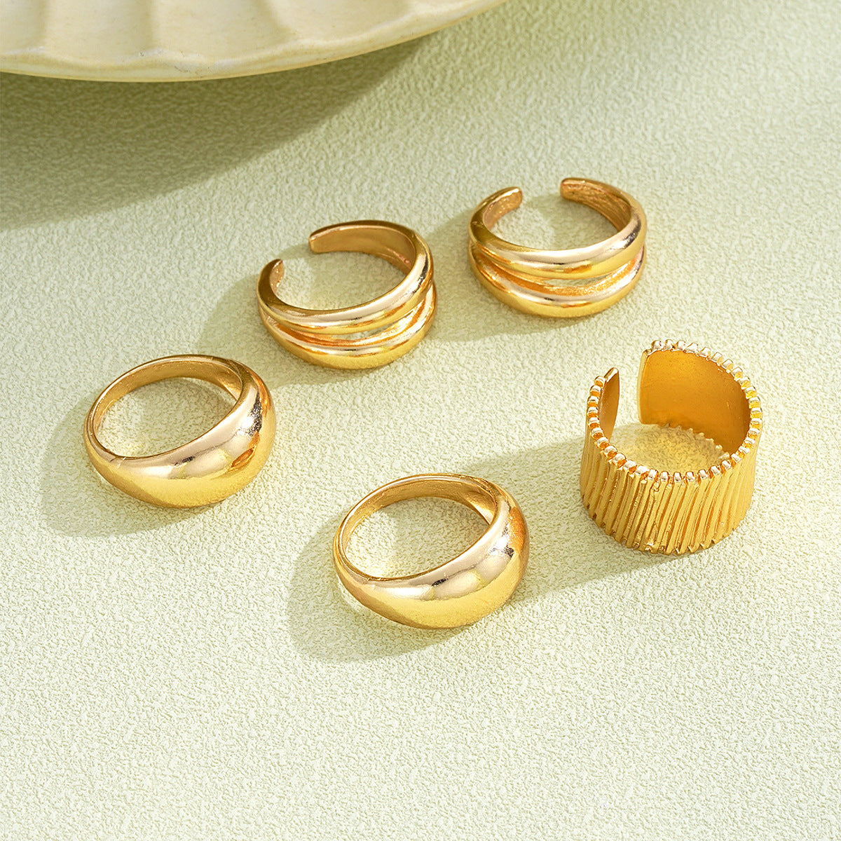 Irregular Geometric Ring Set (5-Piece)