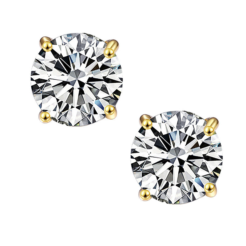 Temperamental diamond teardrop-shaped four-claw earrings