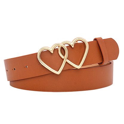 Peach heart double buckle belt woman