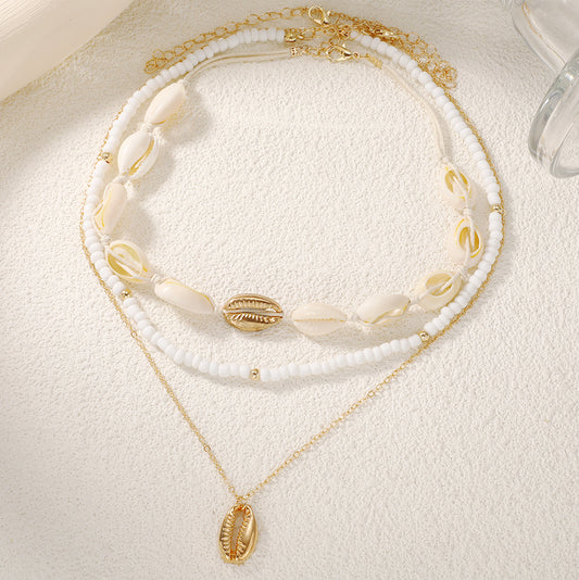 Rice Pearl Shell Pendant Necklace